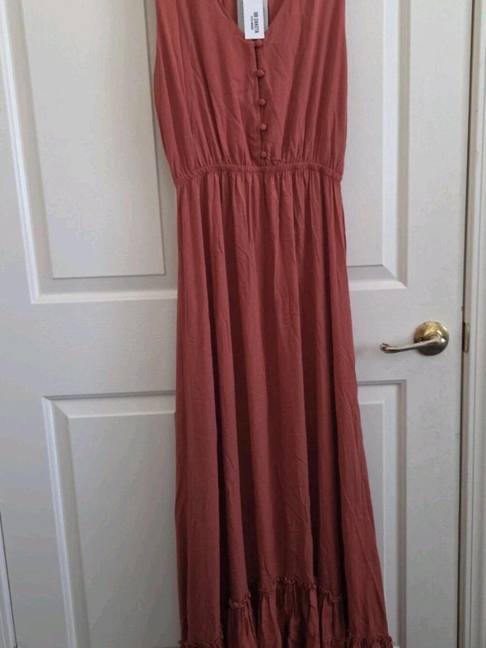 Nordstr BB Dakota Steve Madden Clay Red Sleeveless Maxi Dress Rayon Size S NWT